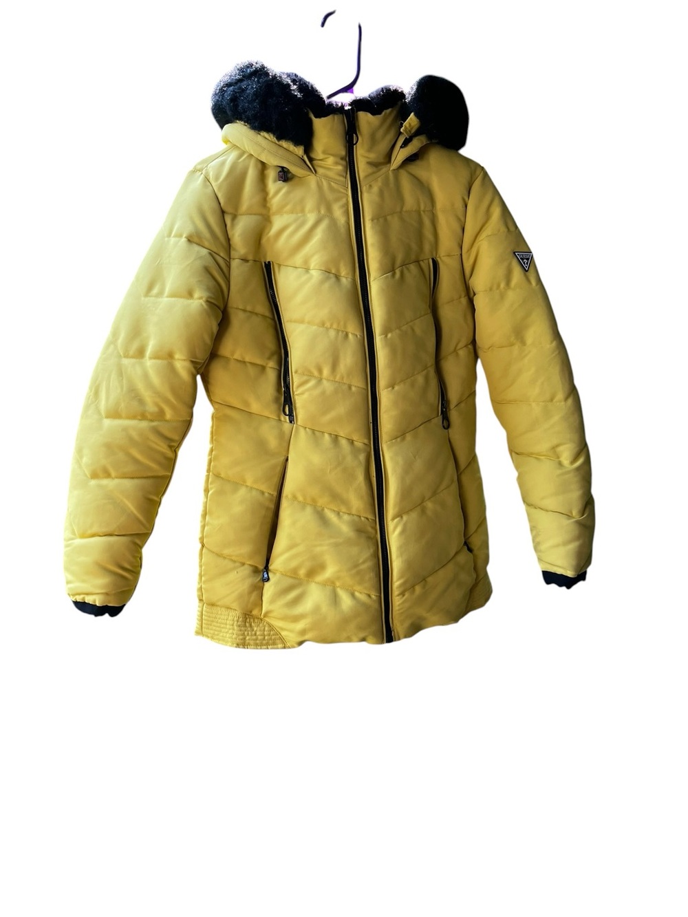 Women's vibrant yellow GUESS Puffer Jacket